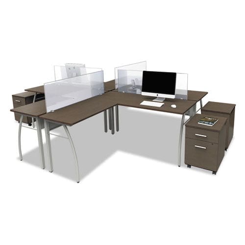 Linea Italia Trento Line L-shaped Desk 59.13 X 59.13 X 29.5 Mocha/gray - Furniture - Linea Italia®