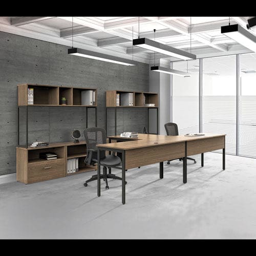 Linea Italia Urban Series L- Shaped Desk 59 X 59 X 29.5 Natural Walnut - Furniture - Linea Italia®