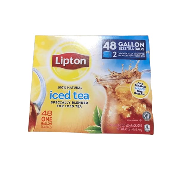 Lipton Gallon-Sized Black Iced Tea Bags, Unsweetened, 48 ct - ShelHealth.Com