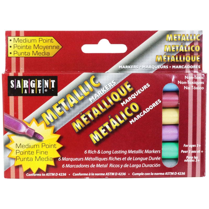 Liquid Metals Metallic 6 Ct Washable Markers (Pack of 12) - Markers - Sargent Art Inc.