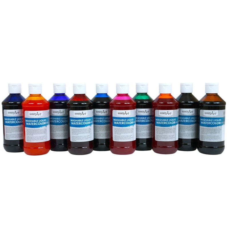 Liquid Watercolors 8Oz Basic Kit Washable 10 Colors - Paint - Rock Paint Distributing Corp
