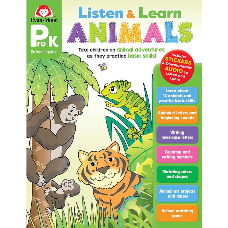 Listen And Learn Animals Grade Prek (Pack of 3) - Language Skills - Evan-moor