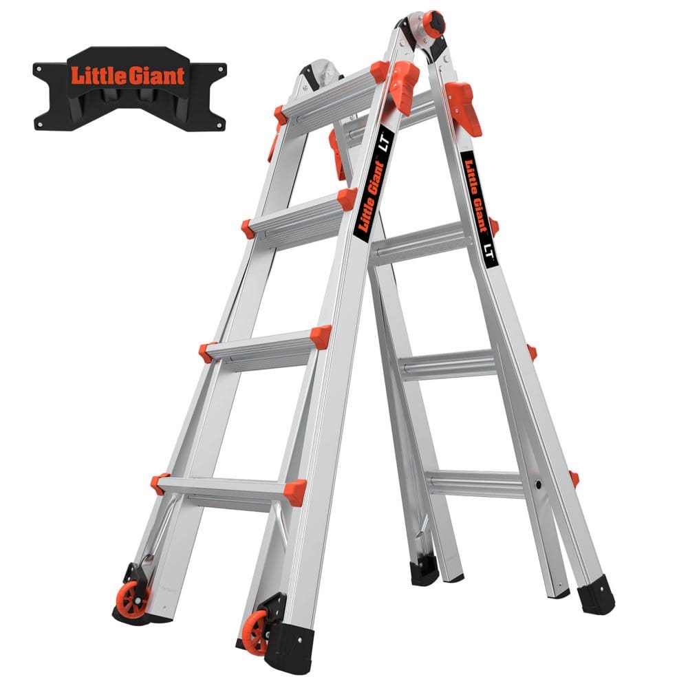 Little Giant LT M17 Ladder with Storage Rack with Wheels - Ladders & Stepstools - Little