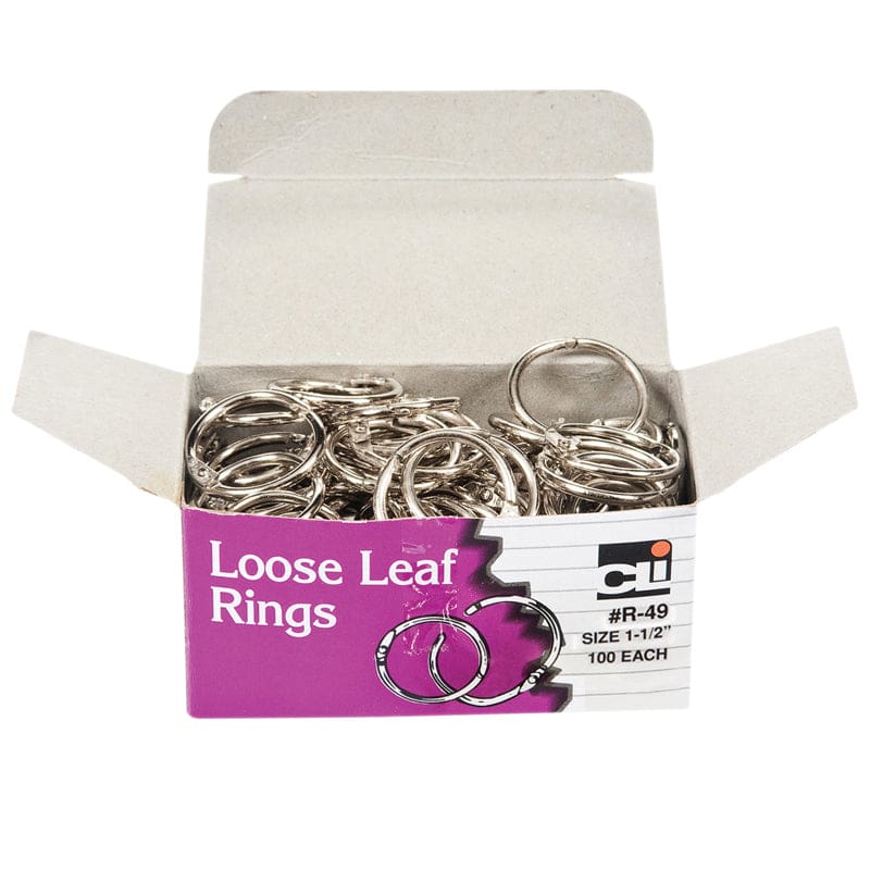 Loose Leaf Book Rings 100/Box 1 1/2 Diameter (Pack of 3) - Book Rings - Charles Leonard