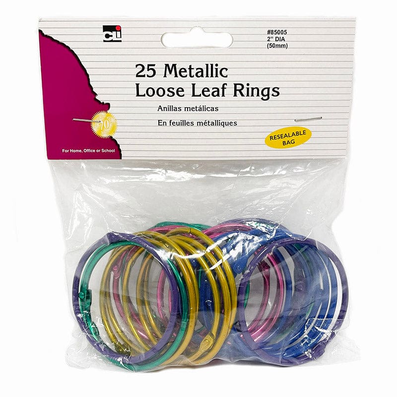 Loose Leaf Rings Asst Colors 25Pk Metallic Colors (Pack of 8) - Book Rings - Charles Leonard
