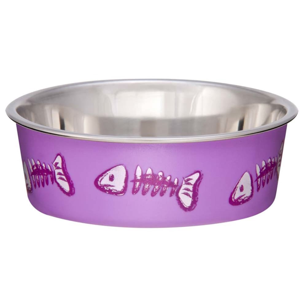 Loving Pets Bella Designer Fish Skeleton Cat Dish Lilac Extra-Small - Pet Supplies - Loving Pets
