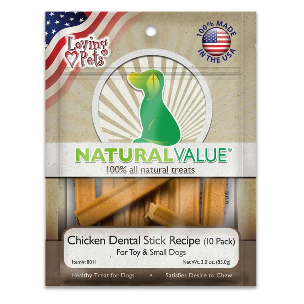 Loving Pets Chicken Dental Stick Recipe Dog Treat 3 oz 10 Pack - Pet Supplies - Loving Pets