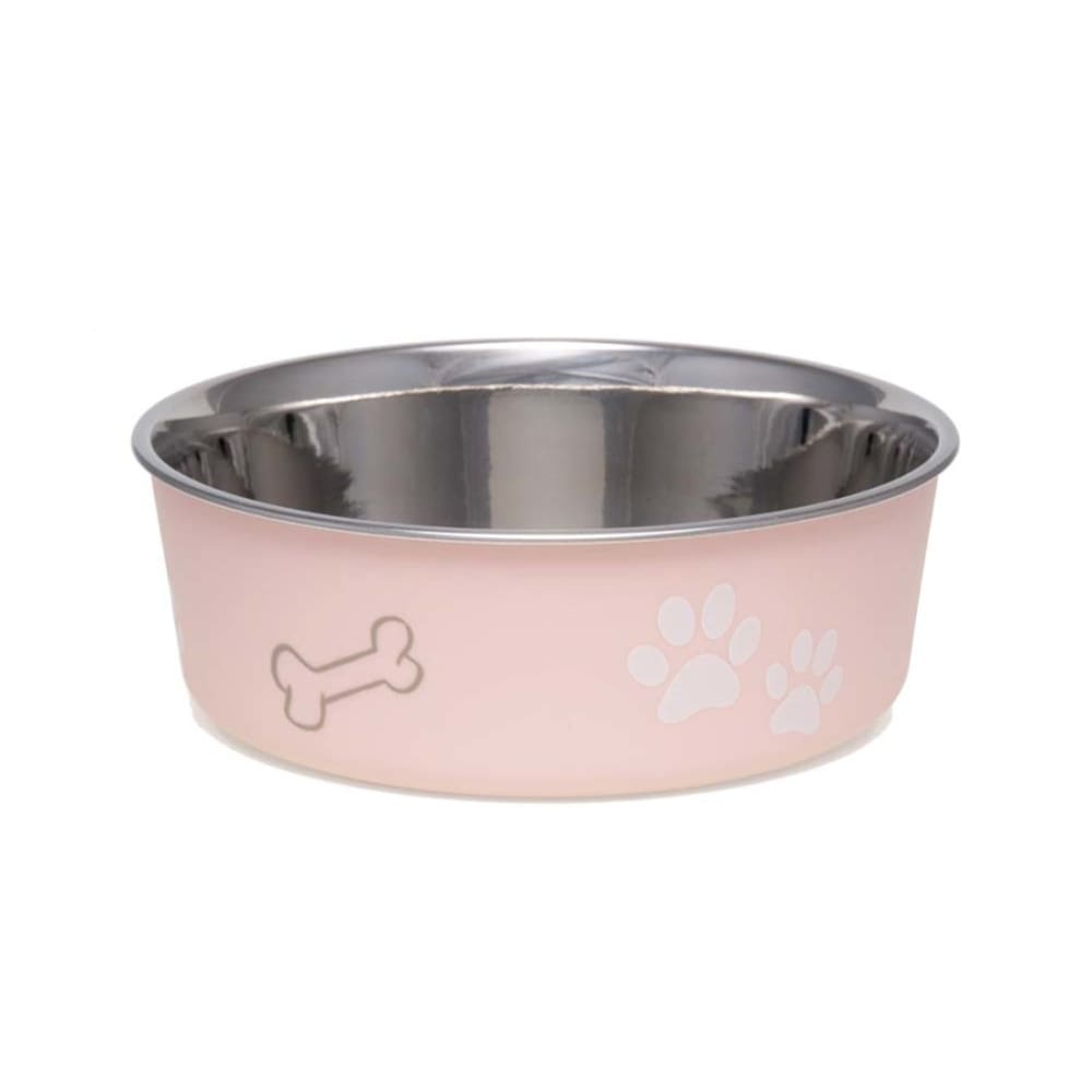 Loving Pets Classic Dog Bowl Paw Print and Bone Paparazzi Pink Medium - Pet Supplies - Loving Pets