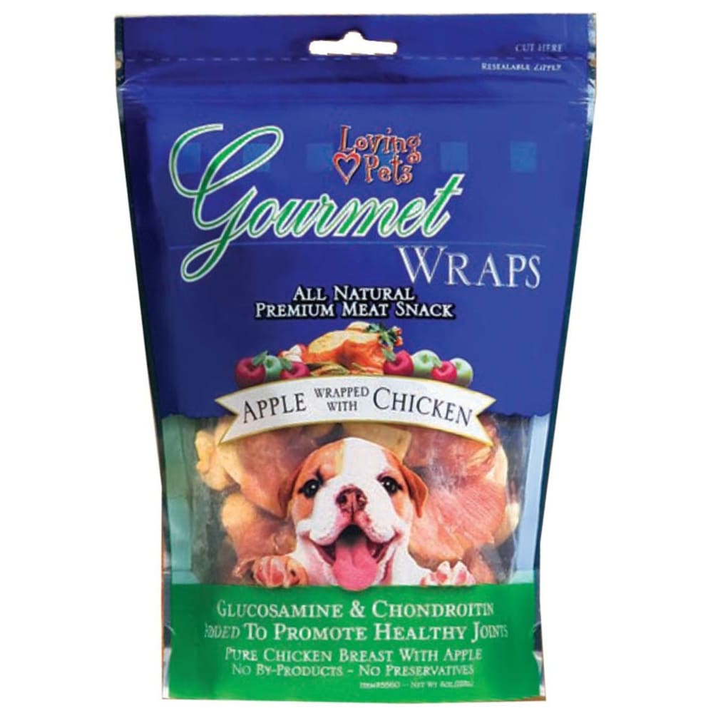 Loving Pets Gourmet Wraps Apple Wrapped with Chicken Dog Treat 6 oz - Pet Supplies - Loving Pets