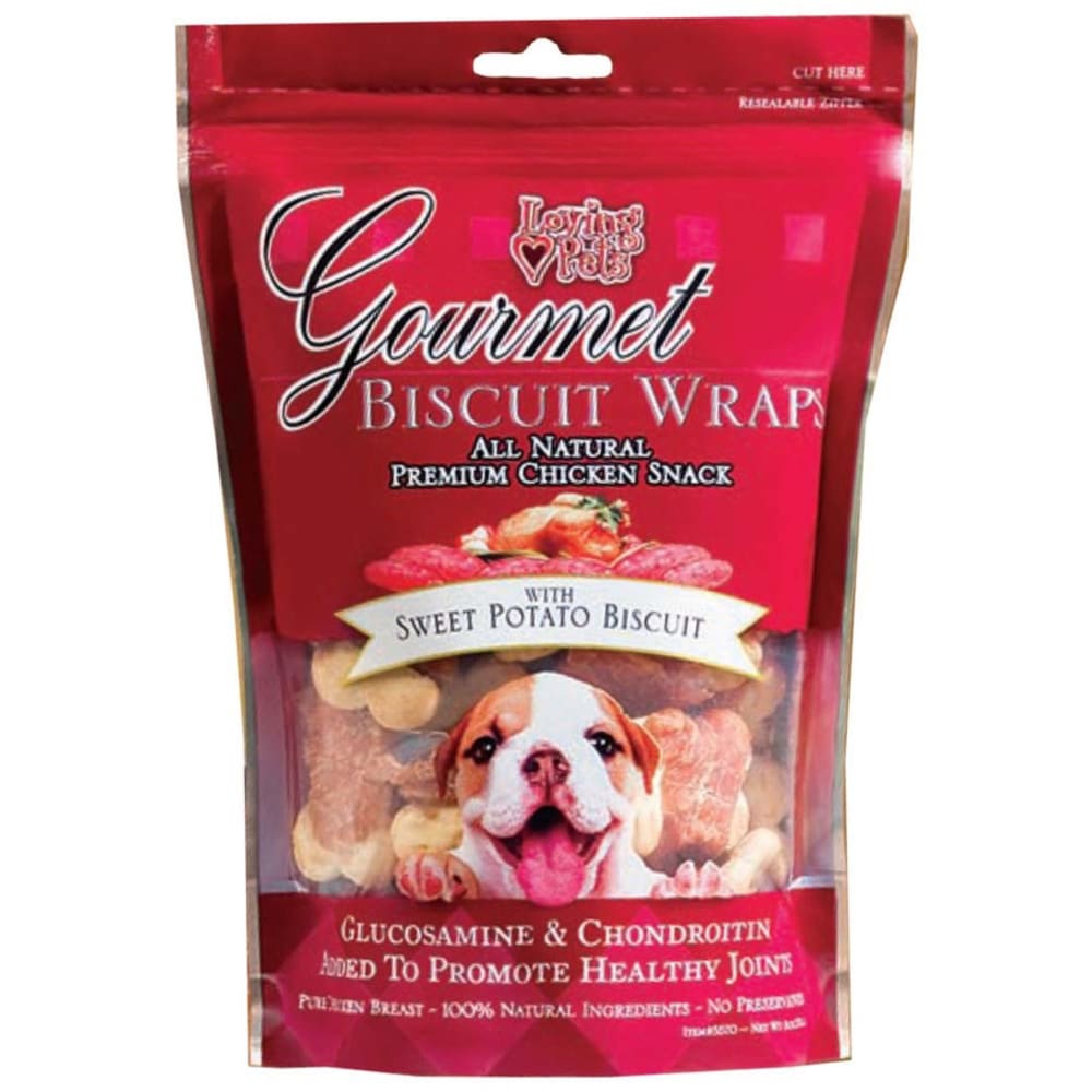 Loving Pets Gourmet Wraps Sweet Potato Biscuit Wrapped with Chicken Dog Treat 8 oz - Pet Supplies - Loving Pets