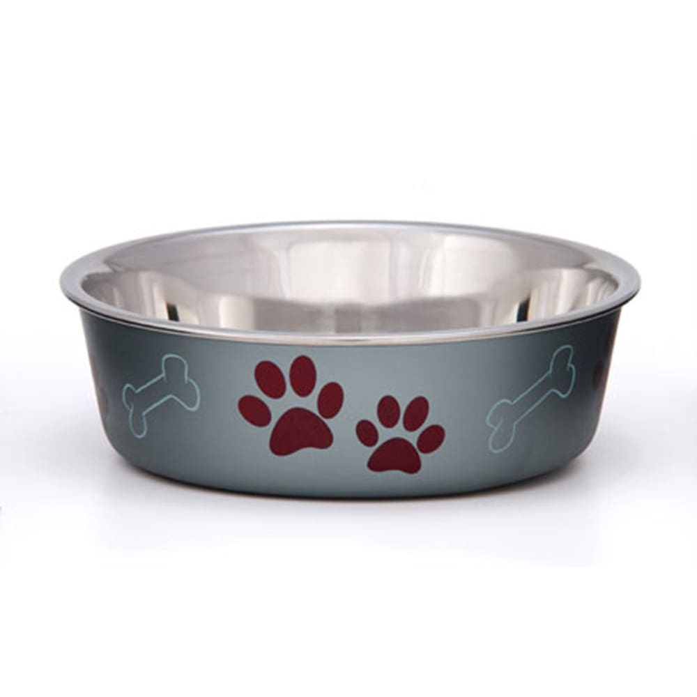 Loving Pets Metallic Dog Bowl Paw Print and Bone Blueberry Extra-Large - Pet Supplies - Loving Pets