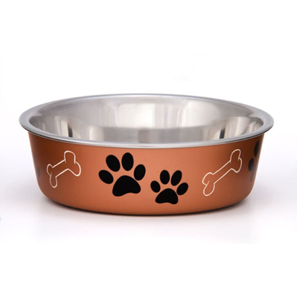 Loving Pets Metallic Dog Bowl Paw Print and Bone Copper Large - Pet Supplies - Loving Pets