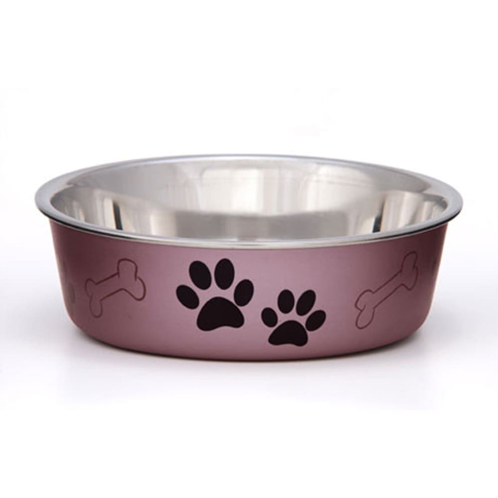 Loving Pets Metallic Dog Bowl Paw Print and Bone Grape Large - Pet Supplies - Loving Pets