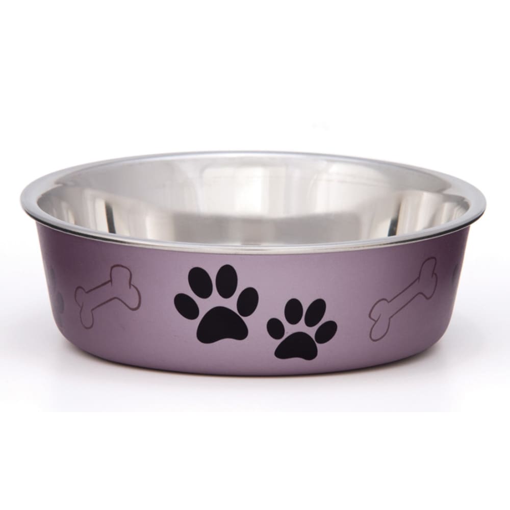 Loving Pets Metallic Dog Bowl Paw Print Grape Small - Pet Supplies - Loving Pets