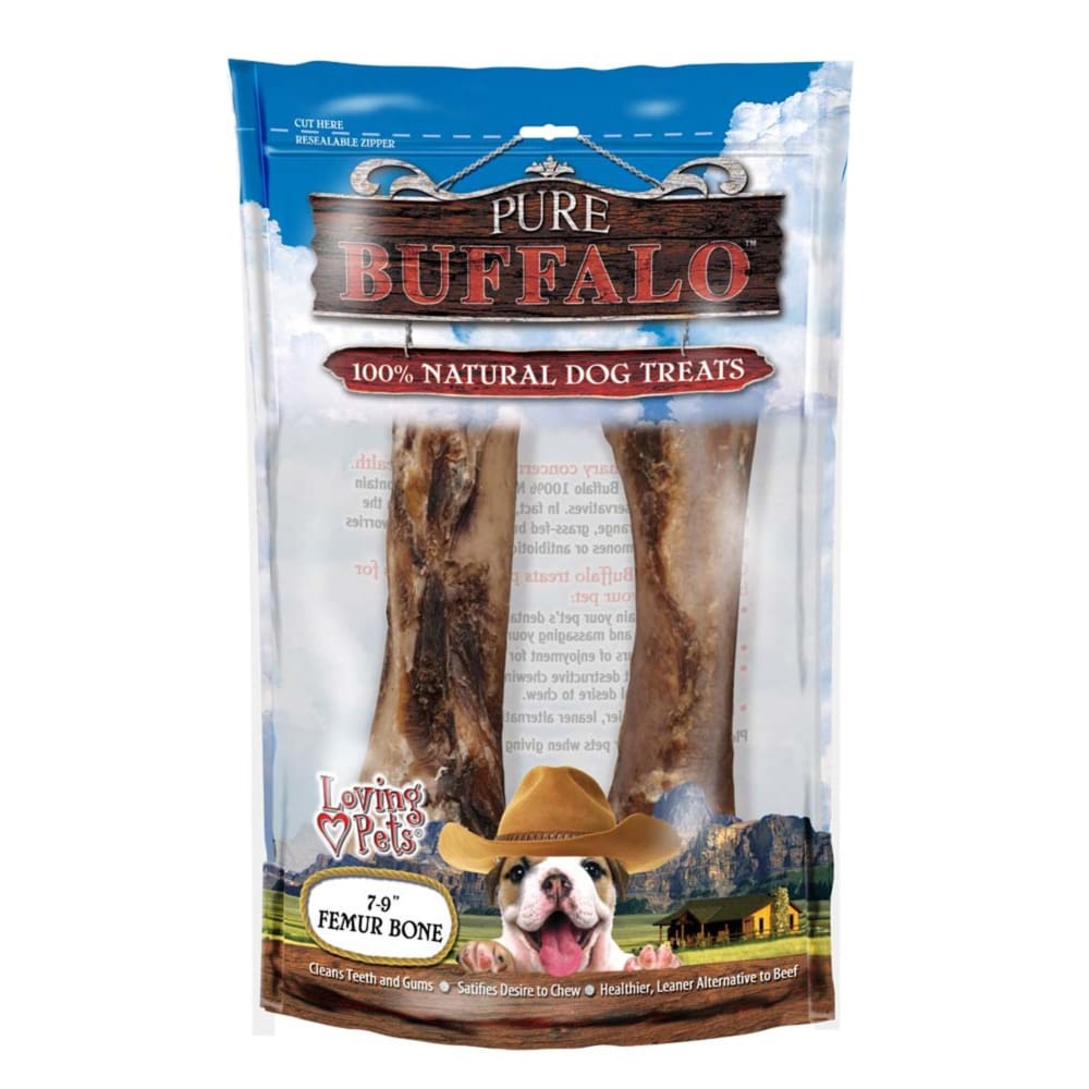 Loving Pets Pure Buffalo Femur Bones Dog Treat 2 Pack 7-9 in - Pet Supplies - Loving Pets