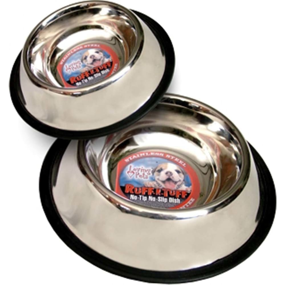 Loving Pets Traditional No-Tip Stainless Steel Dog Bowl Silver 16 Ounces - Pet Supplies - Loving Pets
