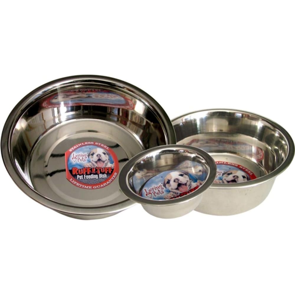 Loving Pets Traditional Stainless Steel Dog Bowl Silver 2 Quarts - Pet Supplies - Loving Pets