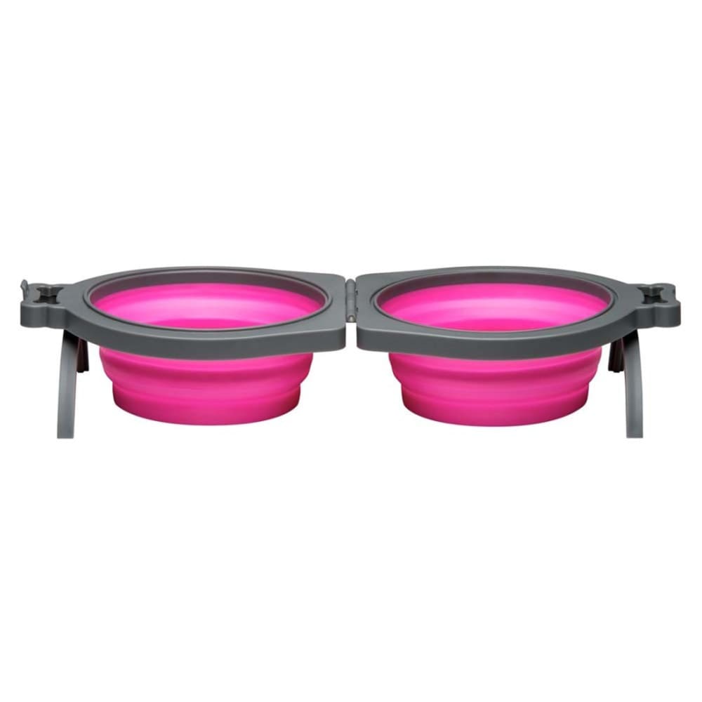 Loving Pets Travel Double Diner Dog Bowl Pink Small - Pet Supplies - Loving Pets