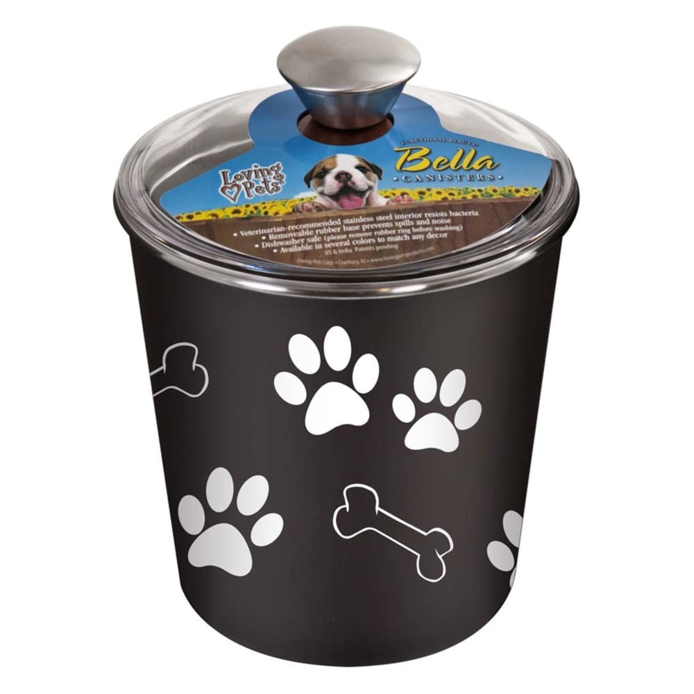 Loving Pets Treat Canister Paw Print and Bone Espresso - Pet Supplies - Loving Pets