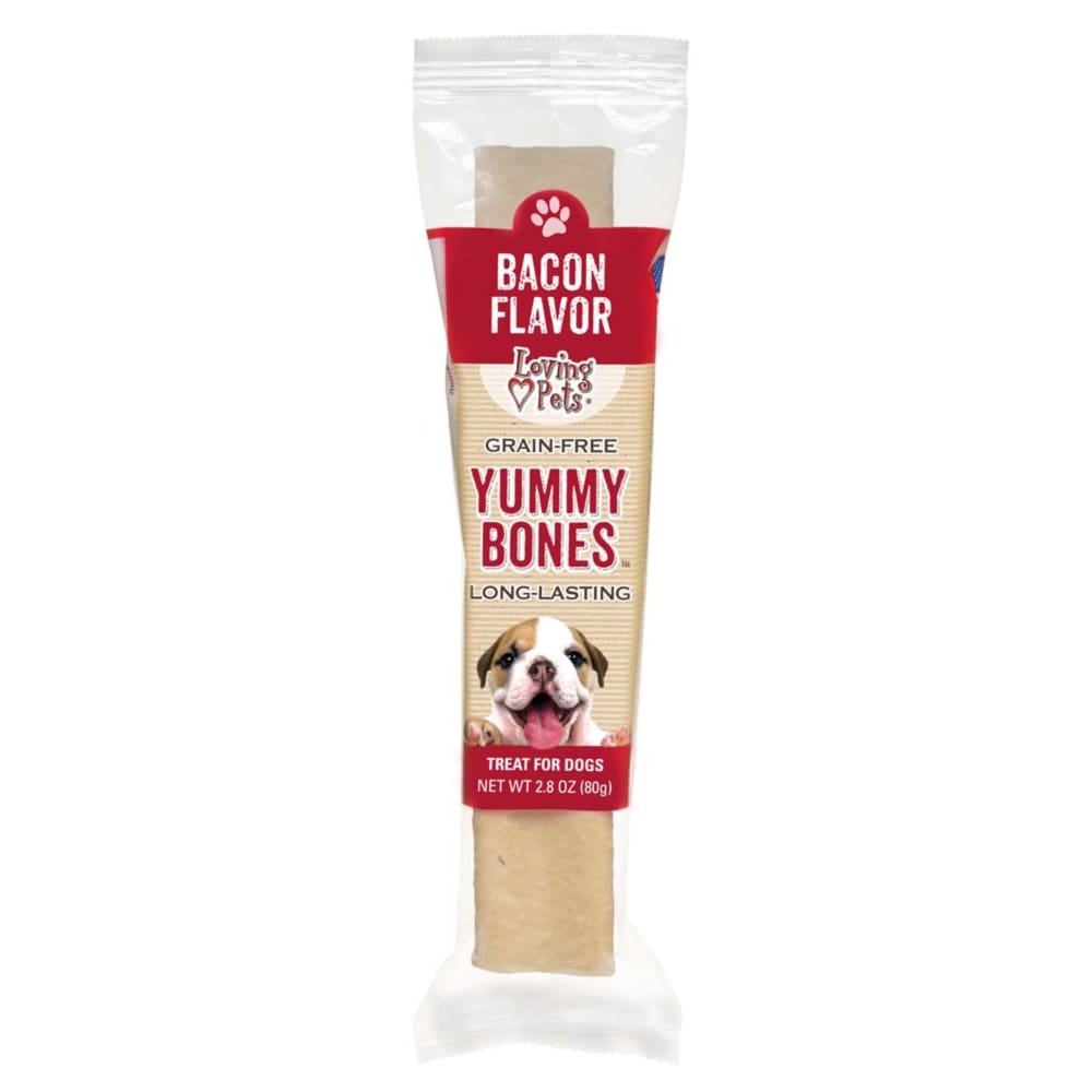 Loving Pets Yummy Bone Bacon Flavor Filled Dog Treat Wrapped 2.8 oz - Pet Supplies - Loving Pets