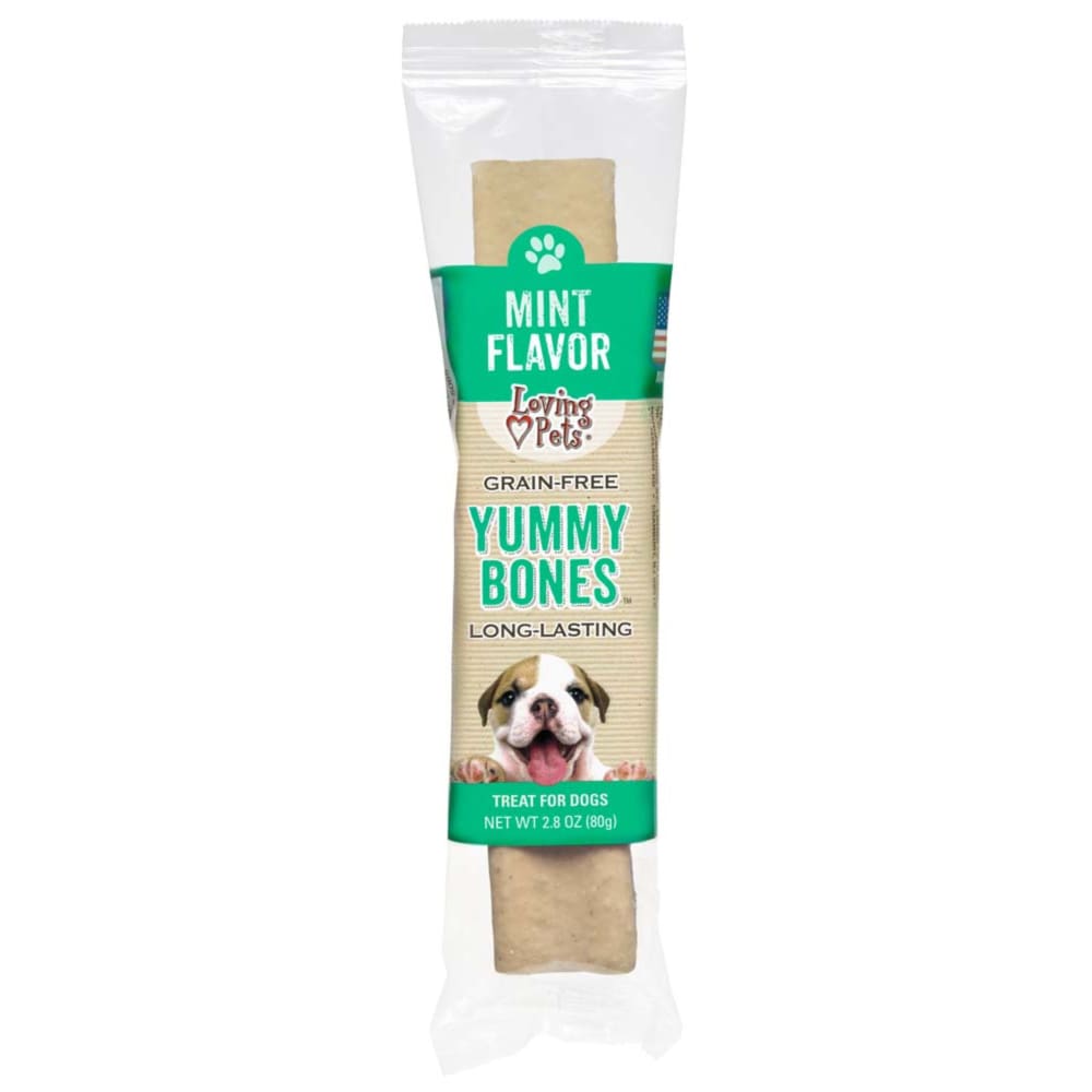 Loving Pets Yummy Bone Mint Flavor Filled Dog Treat Wrapped 2.8 oz - Pet Supplies - Loving Pets