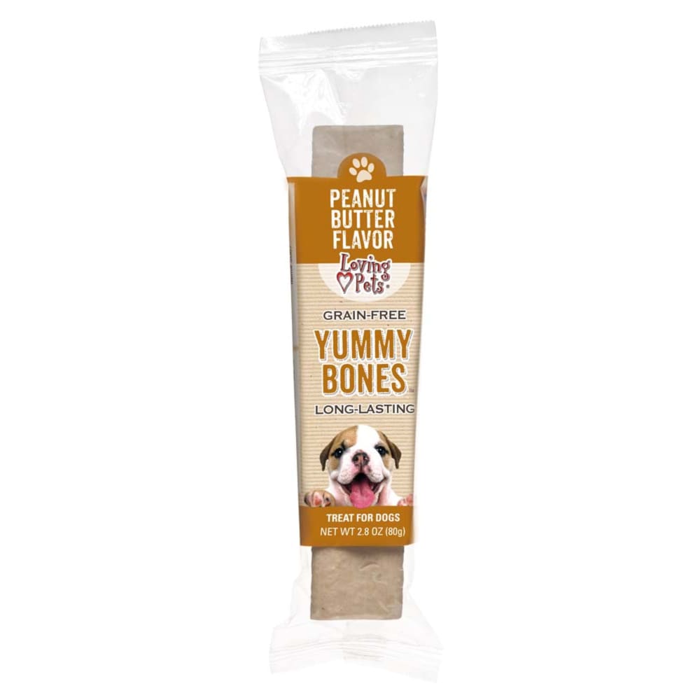 Loving Pets Yummy Bone Peanut Butter Flavor Filled Dog Treat Wrapped 2.8 oz - Pet Supplies - Loving Pets