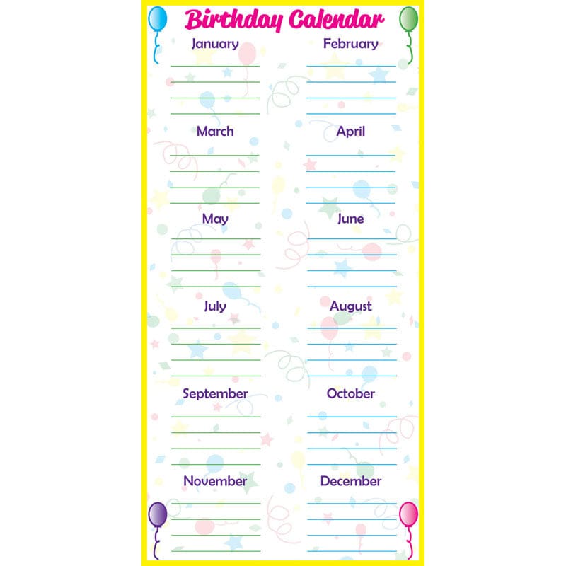 Low-Tac Birthday Calendar Vertical - Calendars - Geyer Instructional Products