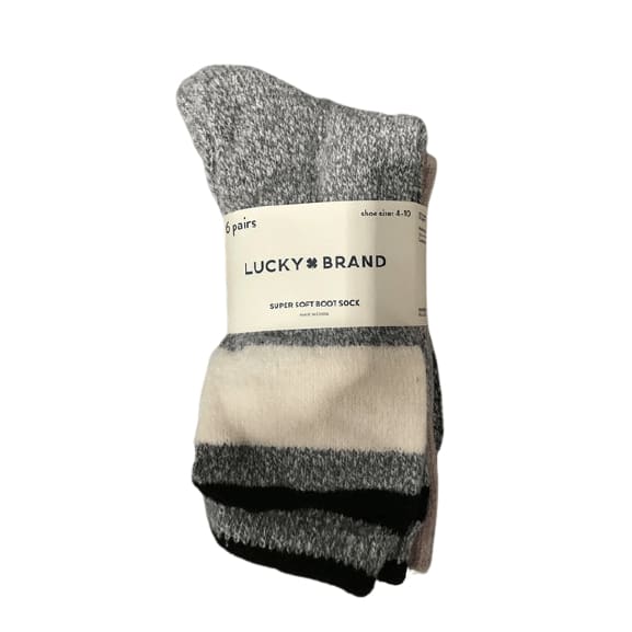 Lucky Brand Super Soft Boot Sock, Size 4-10, 6 Pairs-ShelHealth.Com