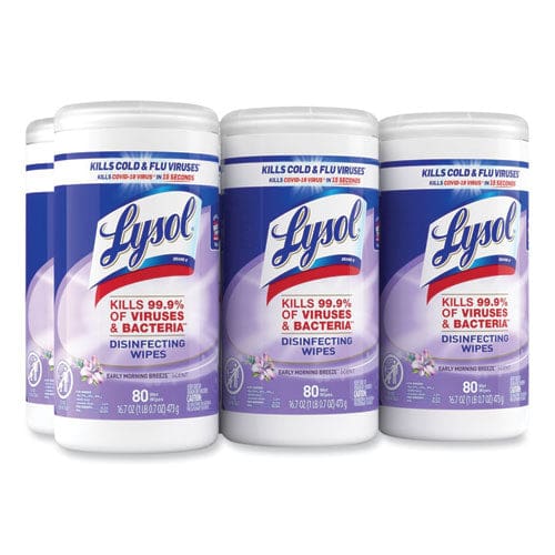 LYSOL Brand Disinfecting Wipes 7 X 7.25 Early Morning Breeze 80 Wipes/canister 6 Canisters/carton - School Supplies - LYSOL® Brand