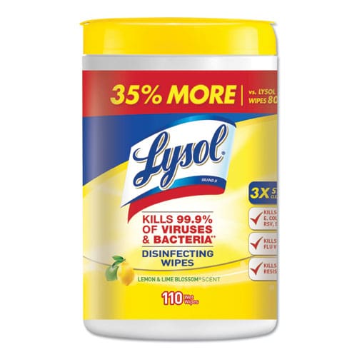 LYSOL Brand Disinfecting Wipes 7 X 7.25 Lemon And Lime Blossom 35 Wipes/canister 3 Canisters/pack 4 Packs/carton - School Supplies - LYSOL®