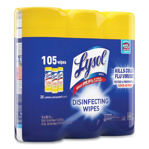 LYSOL Brand Disinfecting Wipes 7 X 7.25 Lemon And Lime Blossom 35 Wipes/canister 3 Canisters/pack 4 Packs/carton - School Supplies - LYSOL®