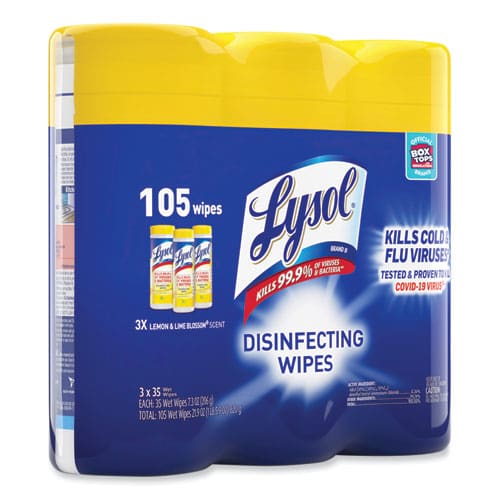 LYSOL Brand Disinfecting Wipes 7 X 7.25 Lemon And Lime Blossom 35 Wipes/canister 3 Canisters/pack - School Supplies - LYSOL® Brand