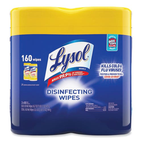 LYSOL Brand Disinfecting Wipes 7 X 7.25 Lemon And Lime Blossom 80 Wipes/canister 2 Canisters/pack - School Supplies - LYSOL® Brand
