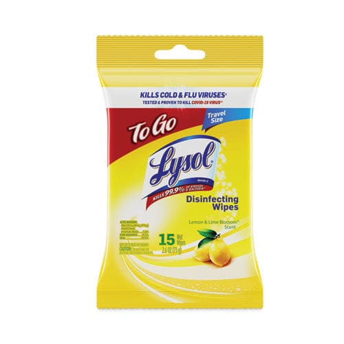 LYSOL Brand Disinfecting Wipes To-go Flatpack 6.29 X 7.87 Lemon And Lime Blossom 15 Wipes/flat Pack 48 Flat Packs/carton - School Supplies -