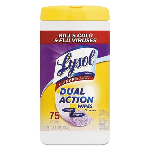LYSOL Brand Dual Action Disinfecting Wipes 7 X 7.5 Citrus White/purple 35/canister 12 Canisters/carton - School Supplies - LYSOL® Brand