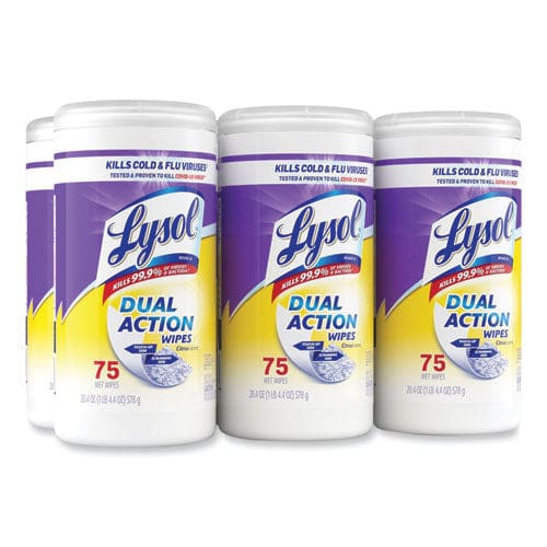 LYSOL Brand Dual Action Disinfecting Wipes 7 X 7.5 Citrus White/purple 75/canister 6/carton - School Supplies - LYSOL® Brand