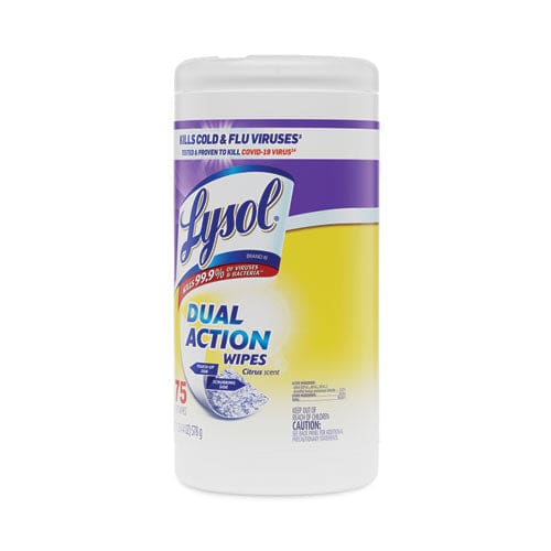 LYSOL Brand Dual Action Disinfecting Wipes 7 X 7.5 Citrus White/purple 75/canister - School Supplies - LYSOL® Brand