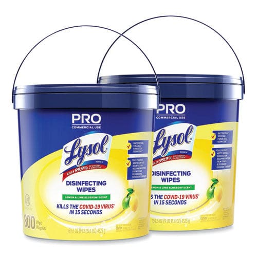 LYSOL Brand Professional Disinfecting Wipe Bucket 6 X 8 Lemon And Lime Blossom 800 Wipes/bucket 2 Buckets/carton - School Supplies - LYSOL®