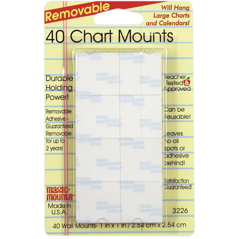Magic Mounts Chart Mounts 1In X 1In Pack Of 40 (Pack of 12) - Adhesives - Miller Studio