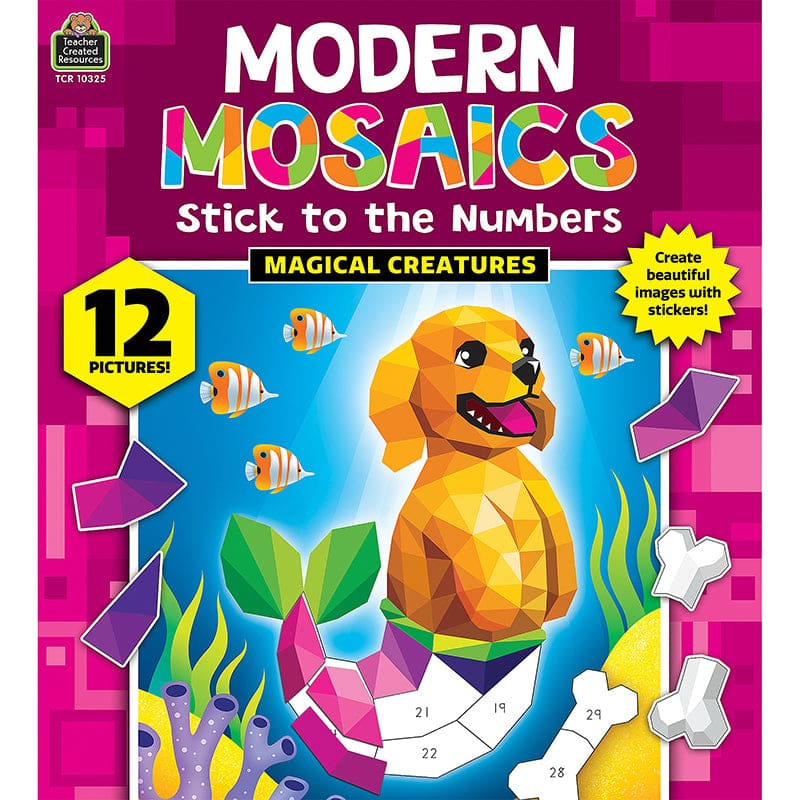 Magical Creatures Modern Mosaics Stick To The Numbers (Pack of 6) - Art Activity Books - Teacher Created Resources