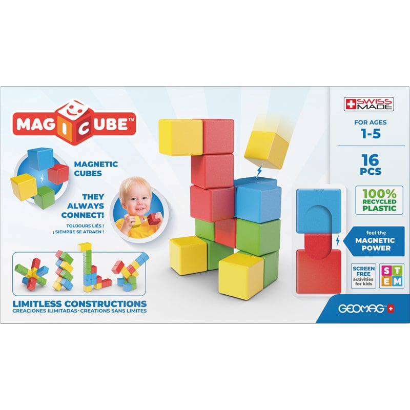 Magicubes Fullcolor Try Me 16 Pcs Recycled - Blocks & Construction Play - Geomagworld Usa Inc