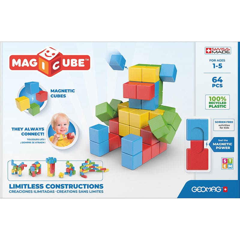 Magicubes Fullcolor Try Me 64 Pcs Recycled - Blocks & Construction Play - Geomagworld Usa Inc