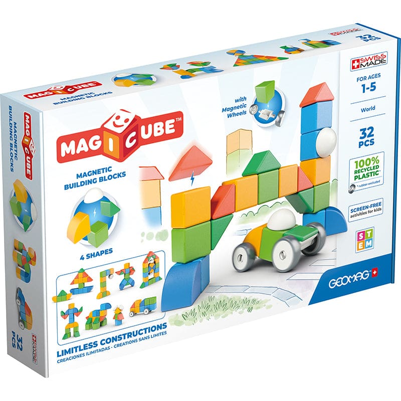 Magicubes Shapes Recycled 32 Pcs - Blocks & Construction Play - Geomagworld Usa Inc