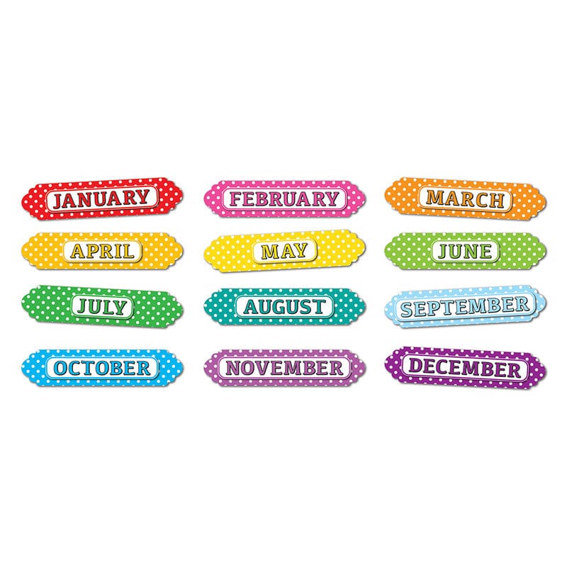 Magnet Die-Cut Months/Year Wht Dots (Pack of 8) - Calendars - Ashley Productions