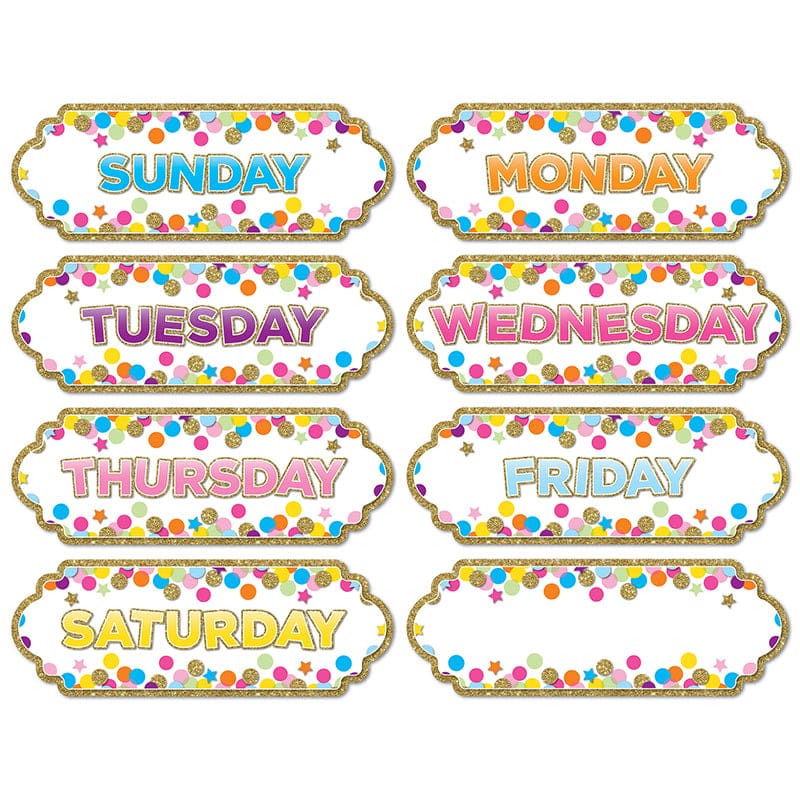 Magnetic Confetti Days The Week (Pack of 8) - Calendars - Ashley Productions