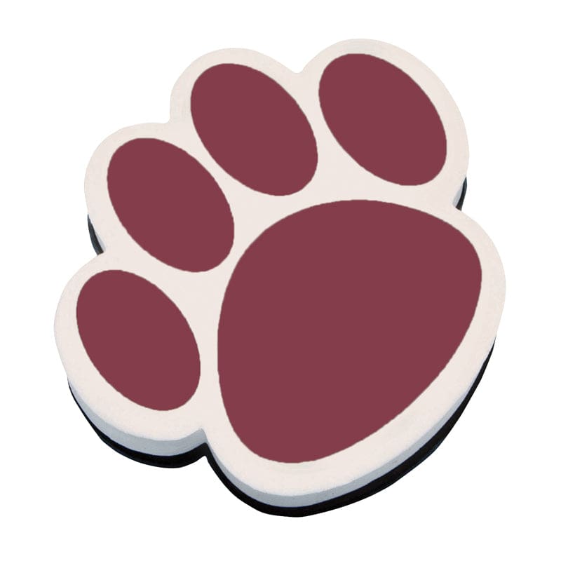 Magnetic Whiteboard Eraser Maroon Paw (Pack of 10) - Erasers - Ashley Productions