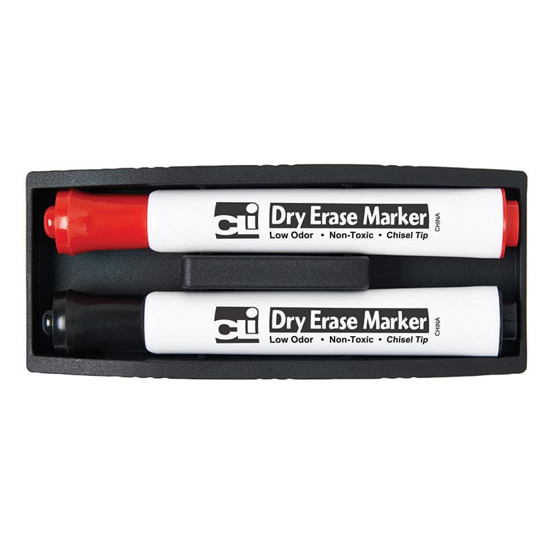 Magnetic Whiteboard Eraser With Two Markers (Pack of 12) - Erasers - Charles Leonard