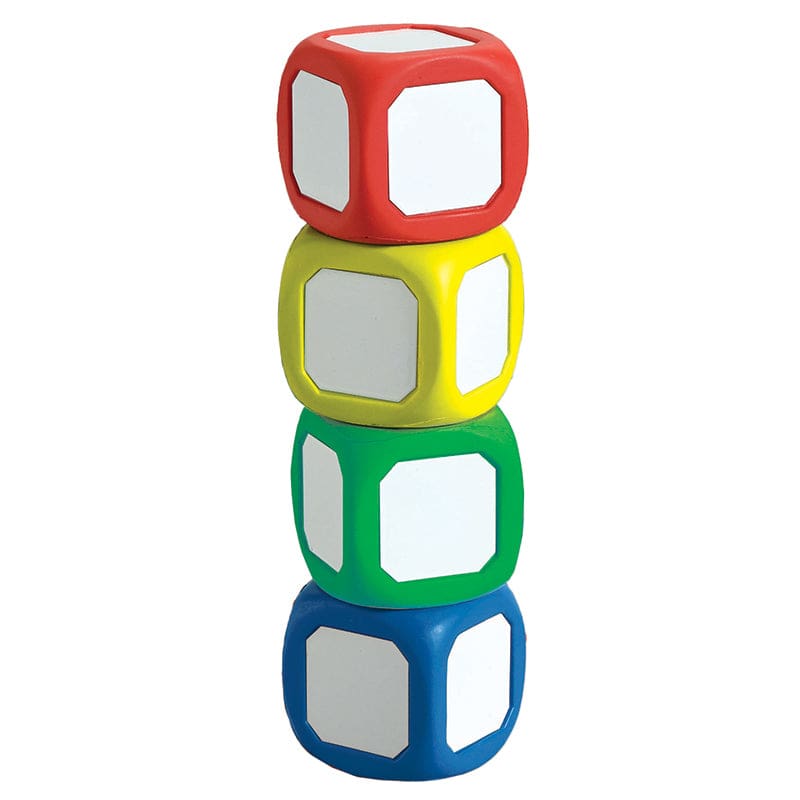 Magnetic Write-On Wipe-Off Dice Set Of 4 Small Dice In Assorted Colors - Dry Erase Boards - Learning Advantage