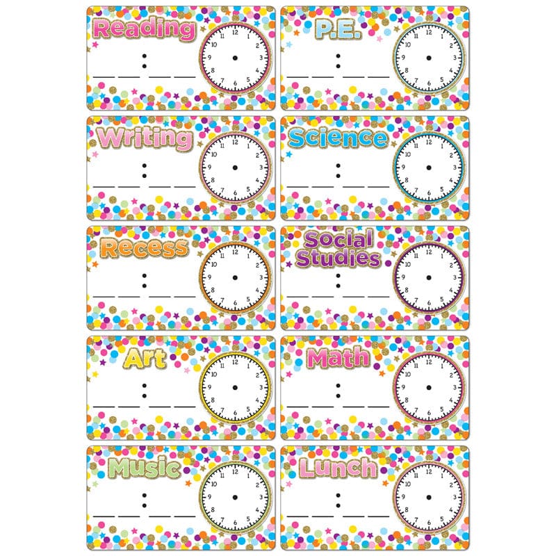 Magnets Confetti Schedule Cards Die Cut (Pack of 8) - Classroom Management - Ashley Productions