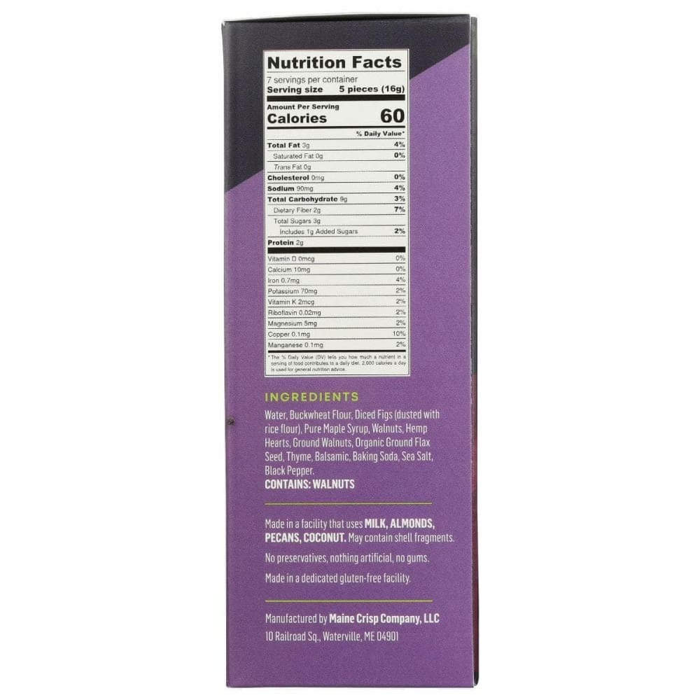 MAINE CRISP Grocery > Snacks > Crackers > Crispbreads & Toasts MAINE CRISP: Crisps Savory Fig Thyme, 4 oz